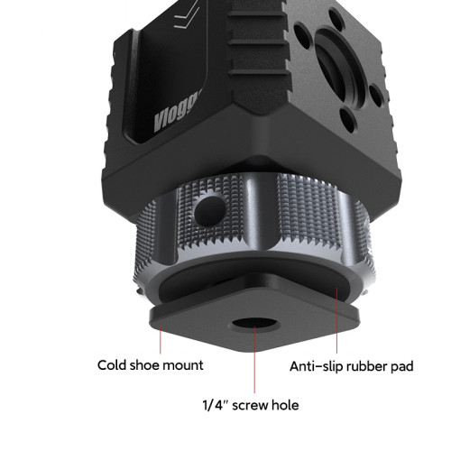 Cold Shoe Extender - Four Heads Cold Shoe Mount + 3/8'' screw and Arri Locating Pins